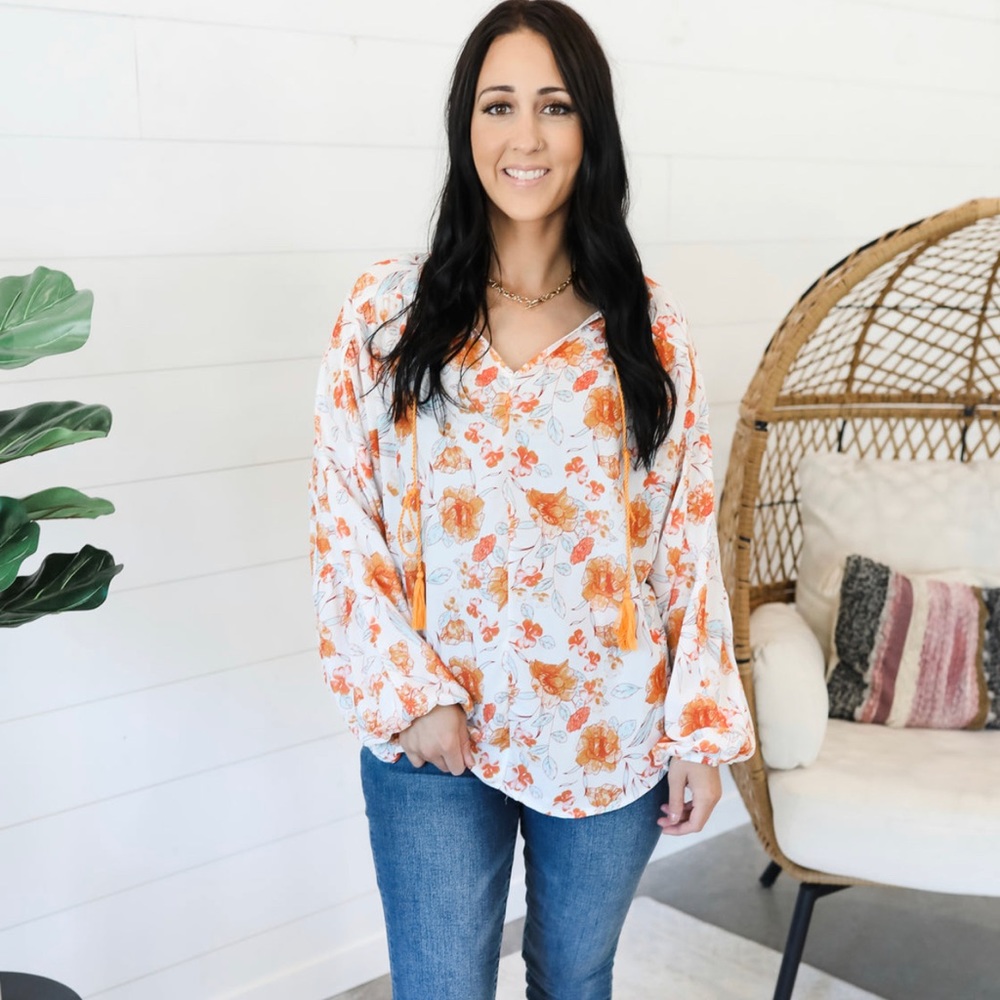 Orange Floral Top